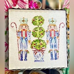Nutcrackers Blue and White with Topiary Mini Print